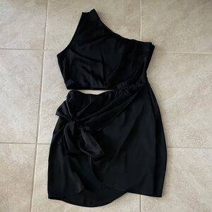 BTFBM Black Cut Out and One-Shoulder Dress